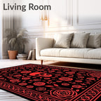 Red Skull Floral Rose Medallion Rug