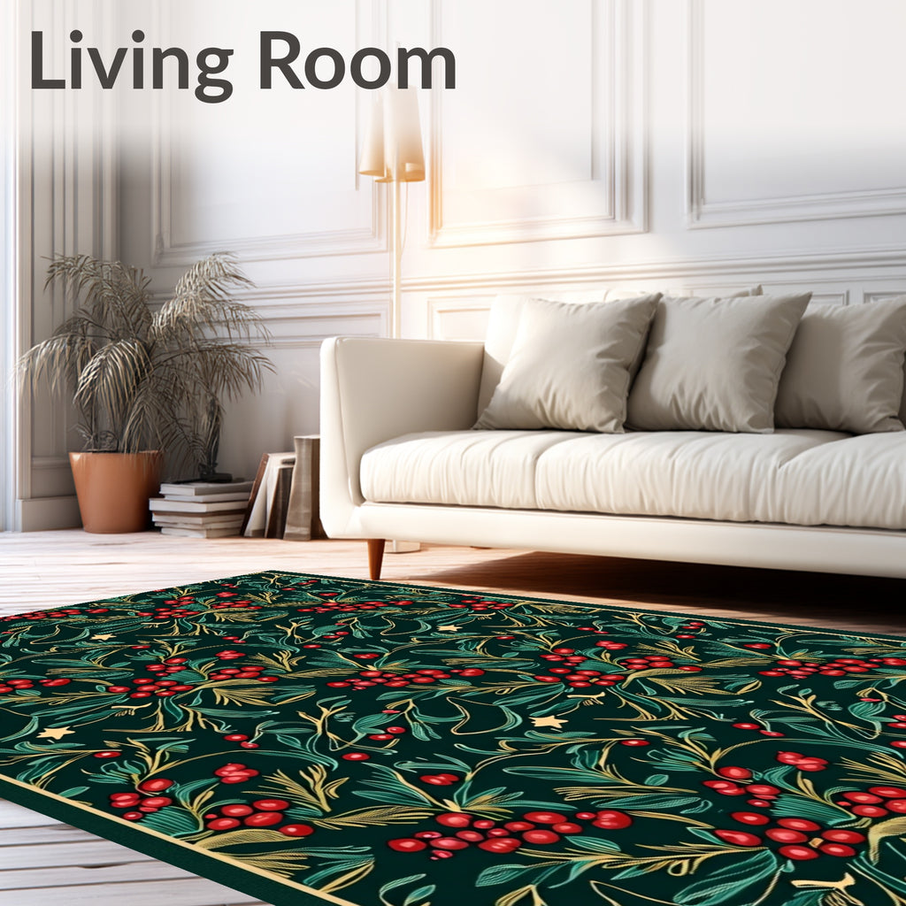 Vintage Red Berry Botanical Vines Rug