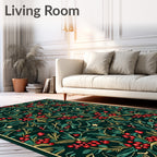 Vintage Red Berry Botanical Vines Rug