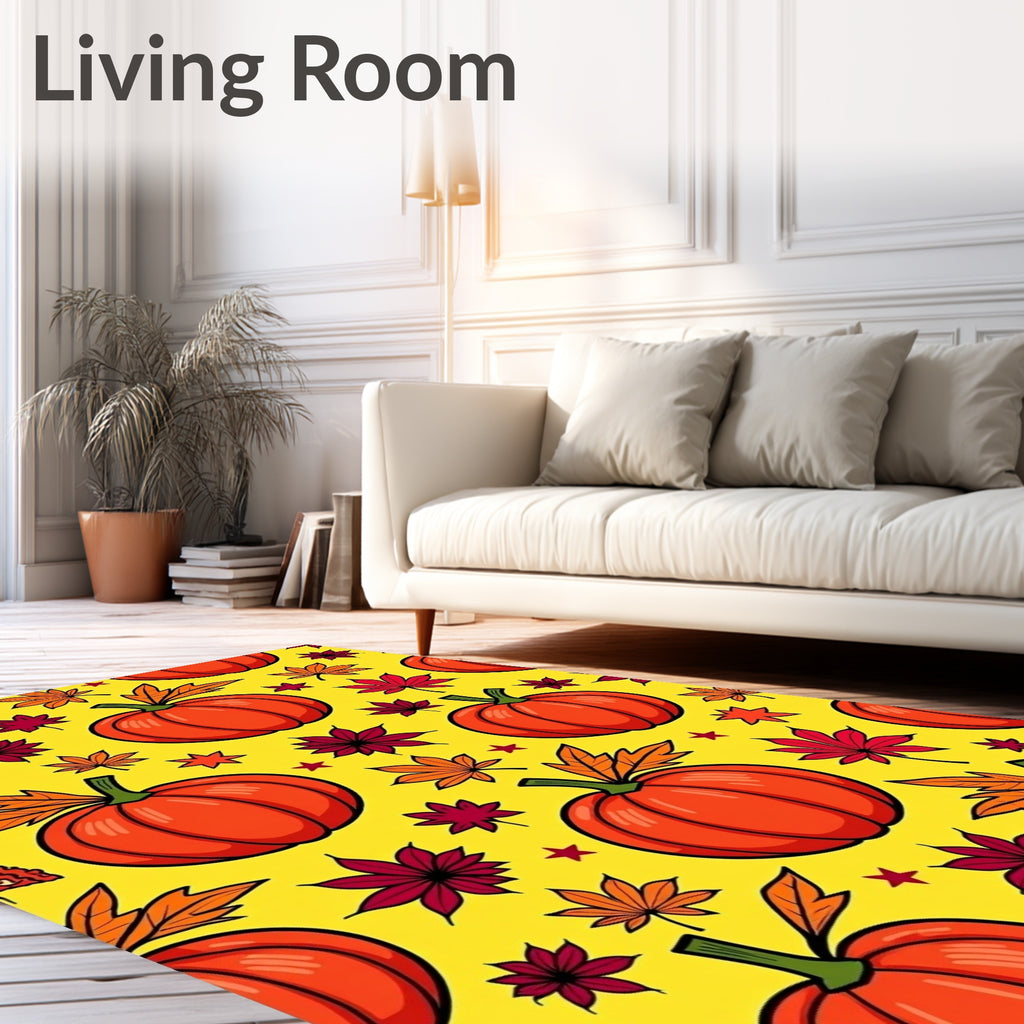 Orange Pumpkin Autumn Leaf Collage Rug