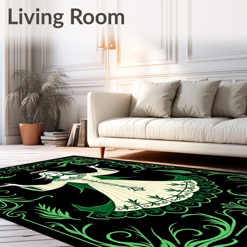 Ethereal Green Angelic Figure Rug