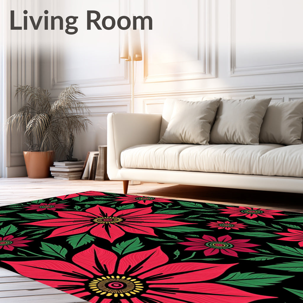Vibrant Red Floral Medallion Garden Rug