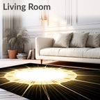 Golden Sunburst Radiant Rays Rug