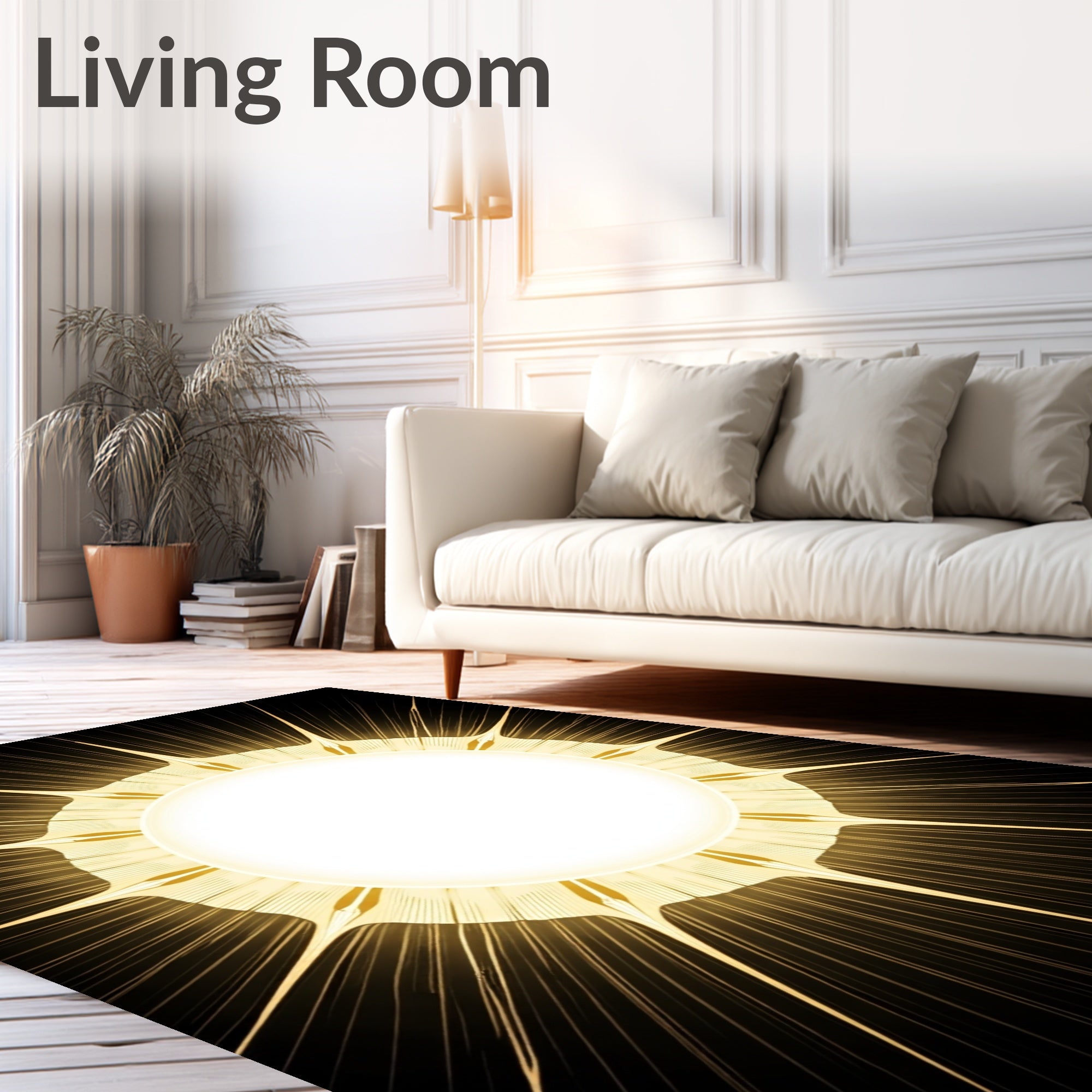 Golden Sunburst Radiant Rays Rug