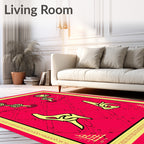 Bold Red Abstract Key Medallion Rug