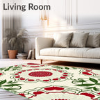 Crimson and Green Floral Medallions Rug