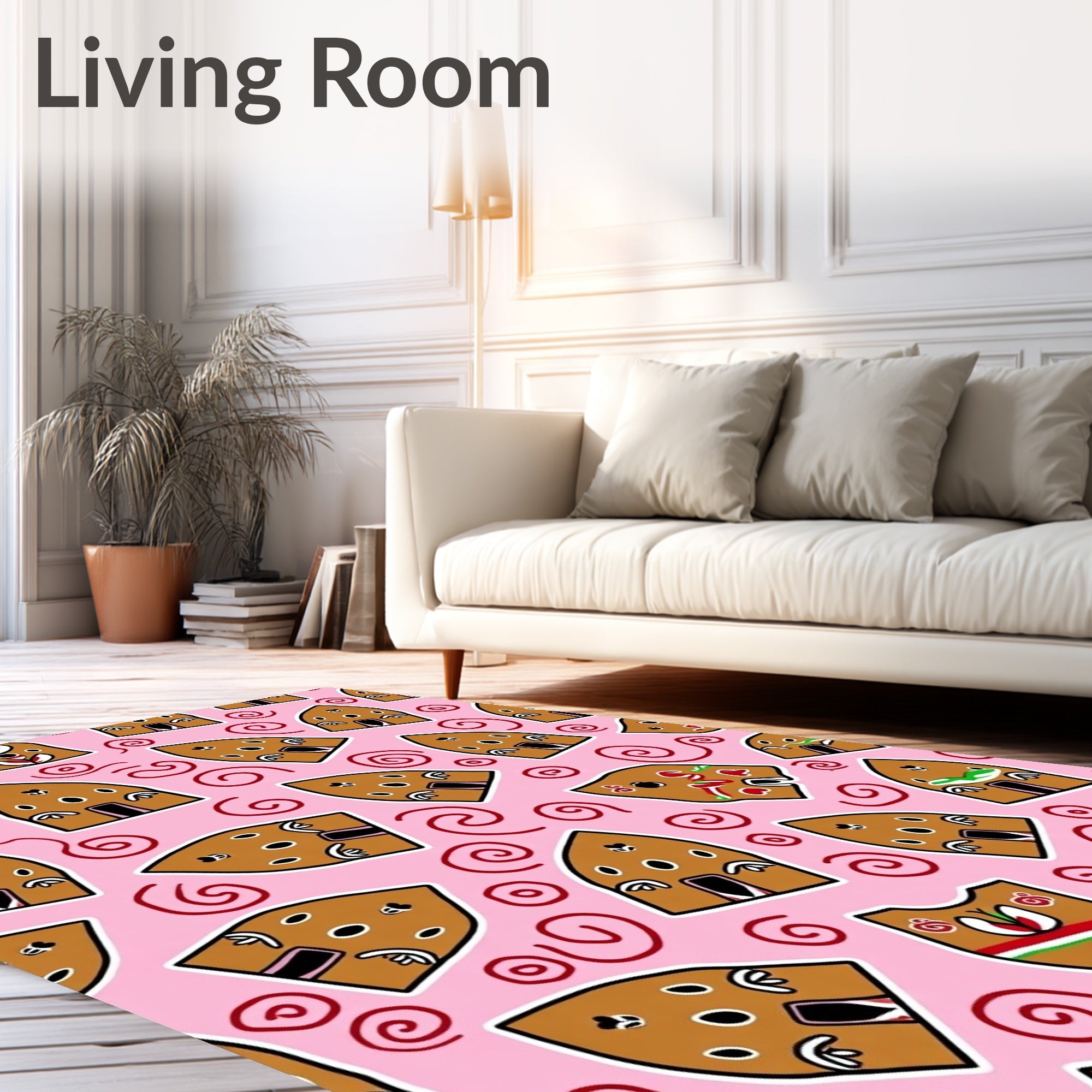Pink Gingerbread House Swirls Rug