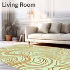 Terracotta Swirls on Pale Green Background Rug