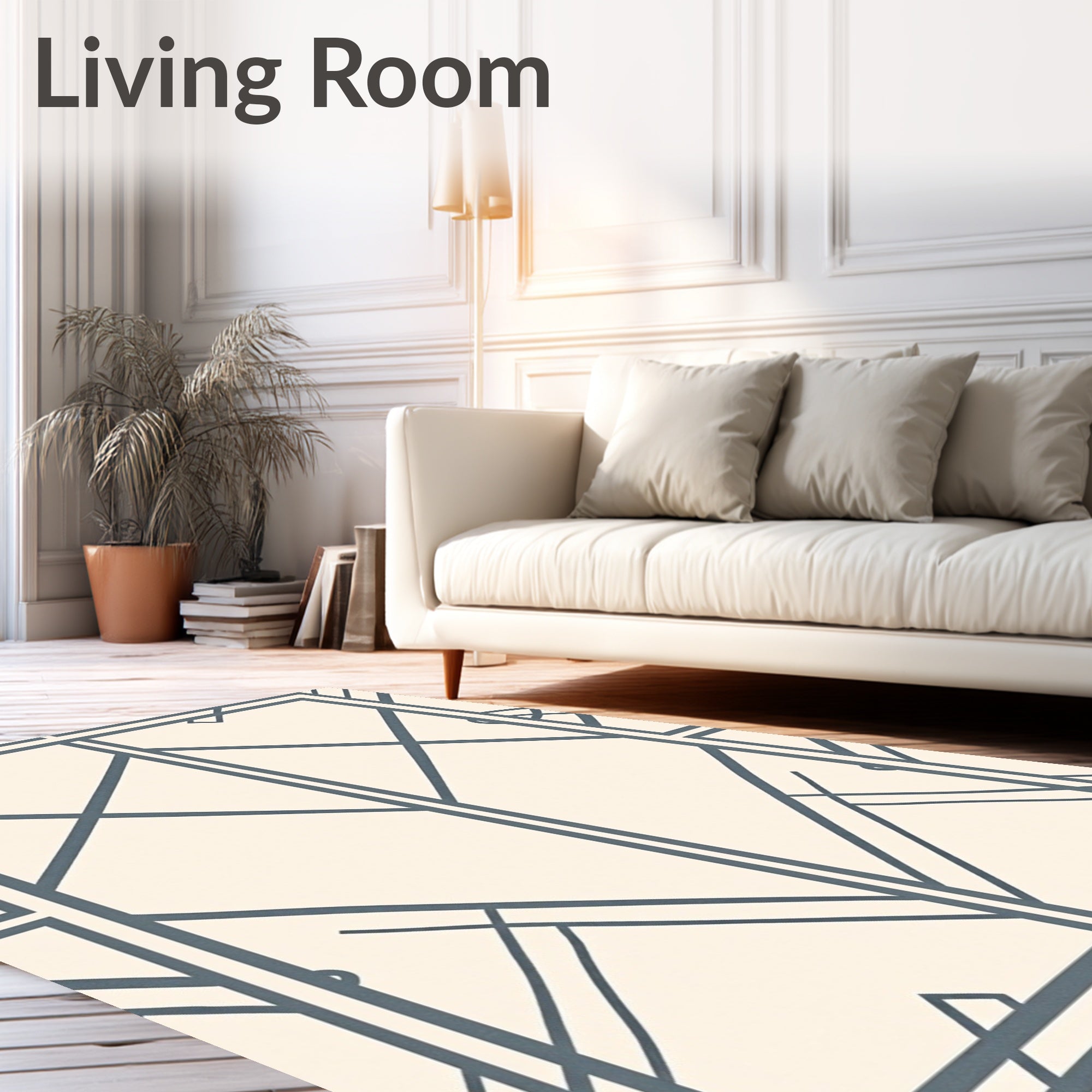 Art Deco Gray Geometric Frame Rug