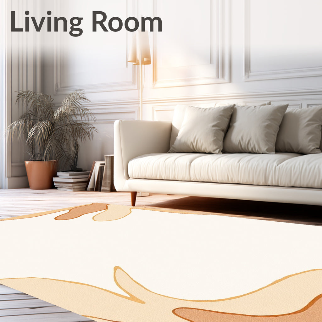 Organic Cream Earthy Abstract Shapes Rug