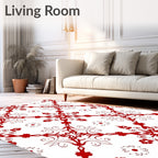 Red Ornamental Diamond Tile Rug