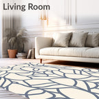 Navy Blue Overlay Art Deco Lines Rug