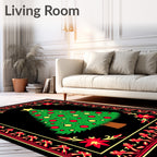 Green Christmas Tree Red Yellow Border Rug