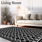 Classic Black White Geometric Mandala Rug