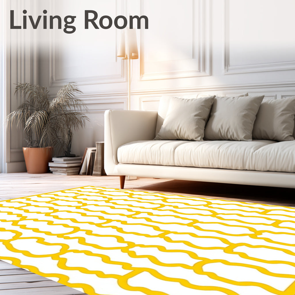 Golden Chain Link Vertical Stripe Rug