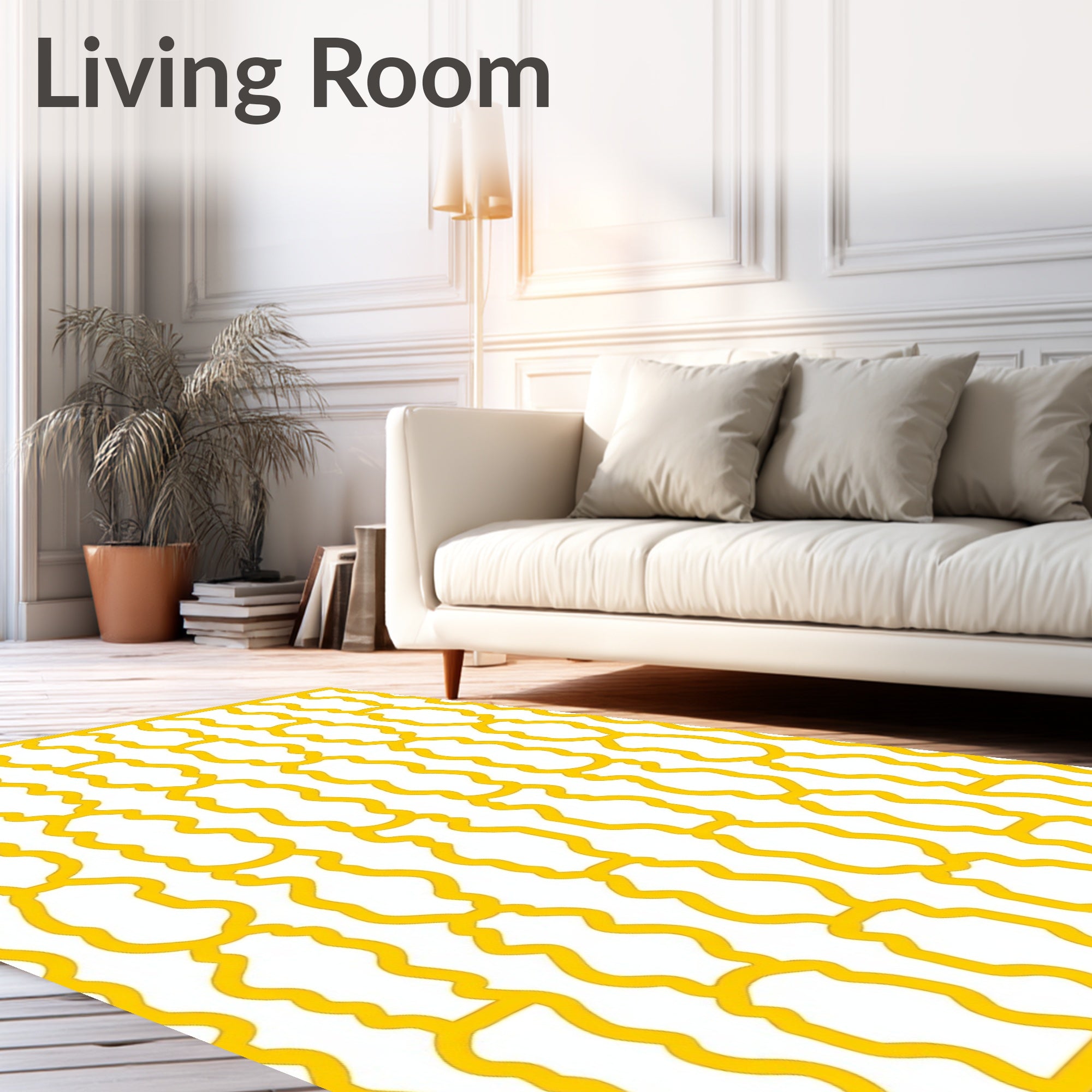 Golden Chain Link Vertical Stripe Rug