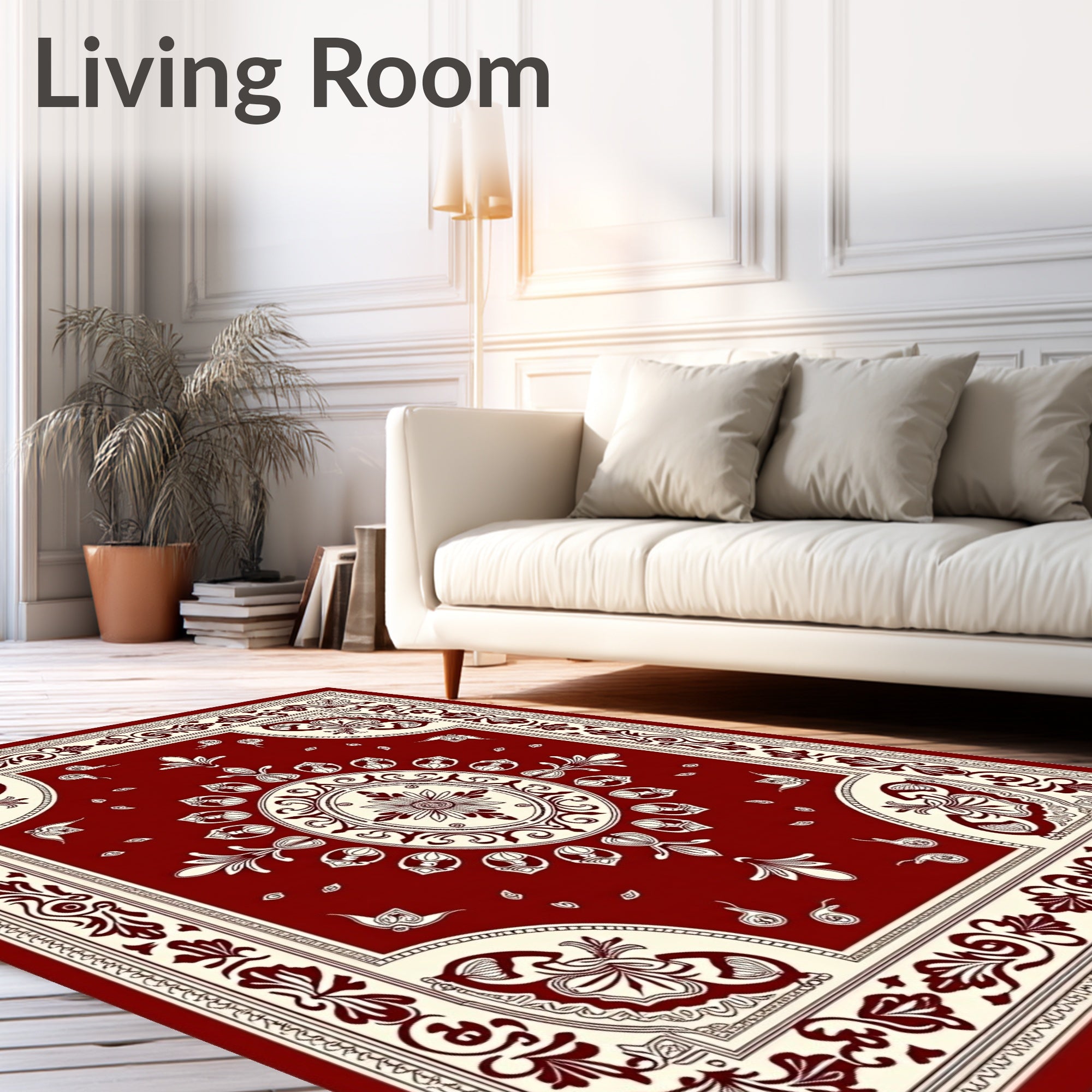 Crimson Ivory Ornamental Medallion Rug