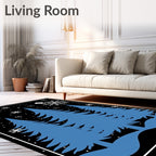 Blue Pine Forest Snowfall Rug