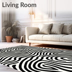 Black and White Wavy Stripe Abstract Rug