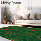Emerald Green Pine Berry Accents Rug