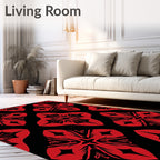 Bold Red Floral Quatrefoil Rug
