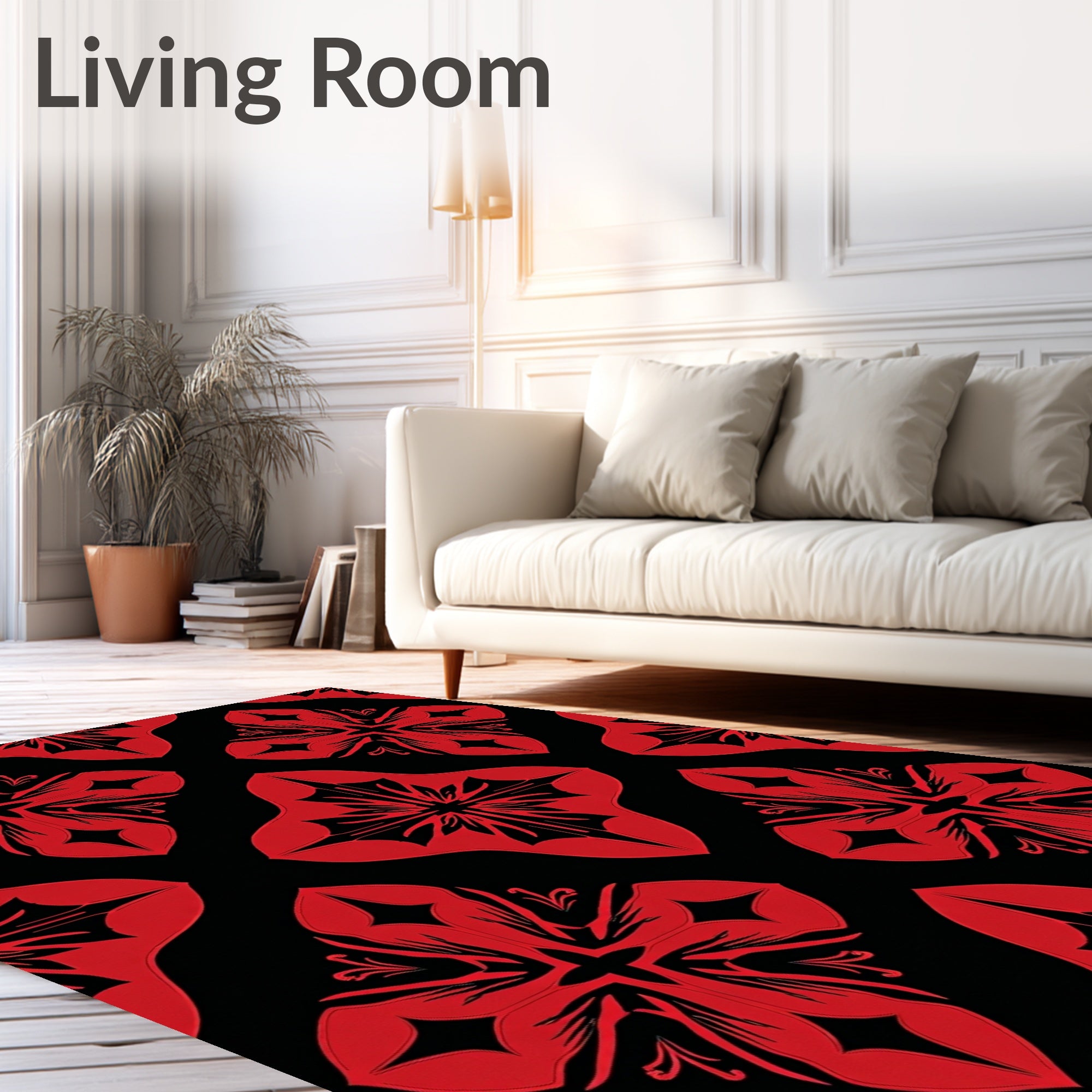 Bold Red Floral Quatrefoil Rug