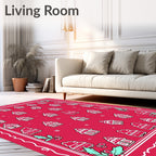 Red Gingerbread Houses Holly Rug