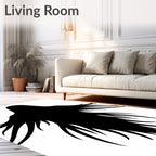 Mysterious Black Silhouette Winged Figure Rug