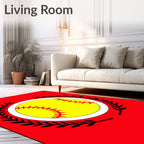 Bold Yellow Softball Red Wreath Rug