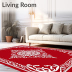 Crimson White Elaborate Medallion Frame Rug