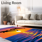 Jumping Dolphins Vivid Sunset Ocean Reflection Rug