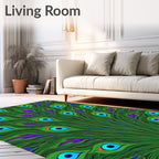 Emerald Peacock Feather Swirls Rug