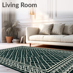 Dark Teal Diamond Lattice Geometric Rug