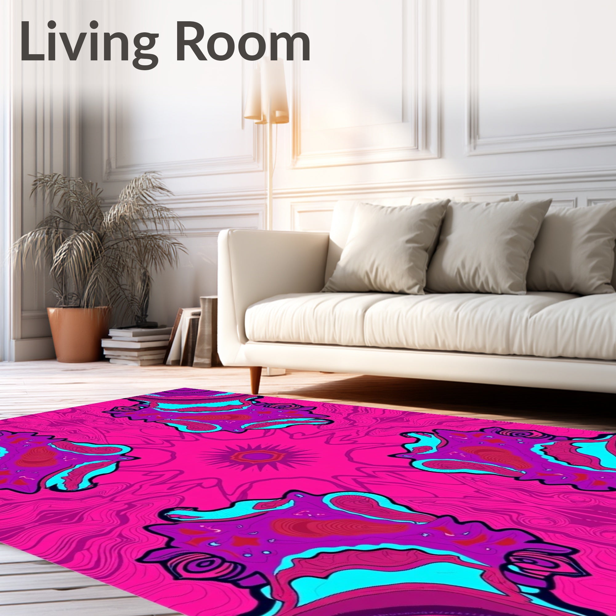 Psychedelic Pink Purple Face Swirl Rug