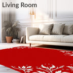 Elegant Crimson Floral Corner Overlay Rug