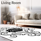Black Rose Floral Scrollwork Medallion Rug