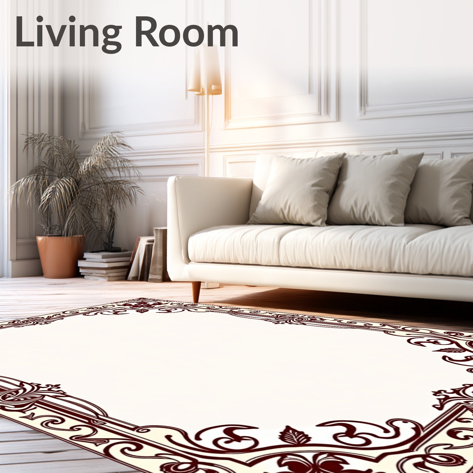 Ornate Burgundy Floral Archway Rug