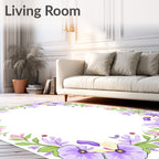 Lavender Floral Border Garden Accent Rug