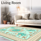 Aqua Coral Floral Mandala Filigree Rug