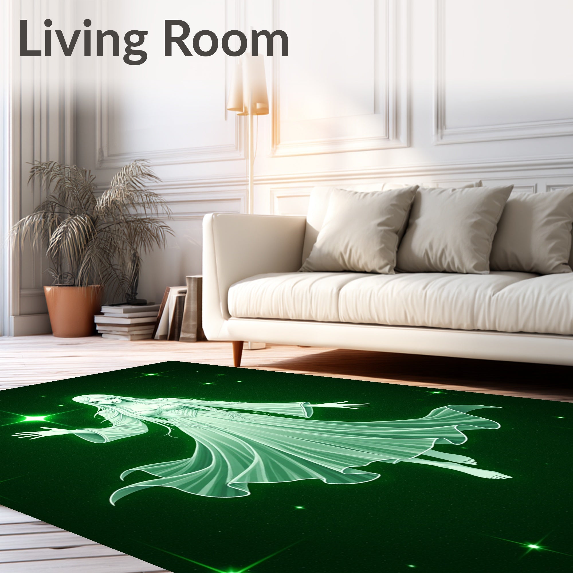Ethereal Green Celestial Being Rug