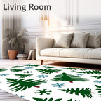 Green Pine Snowflakes Winter Collection Rug