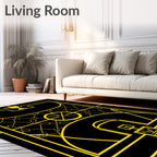 Gold Trophy Court Line Art Rug