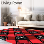 Bold Red Diamond Abstract Lines Rug