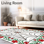 Red Floral Vine Spiderweb Rug