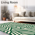 Bold Emerald Abstract Geometric Rug