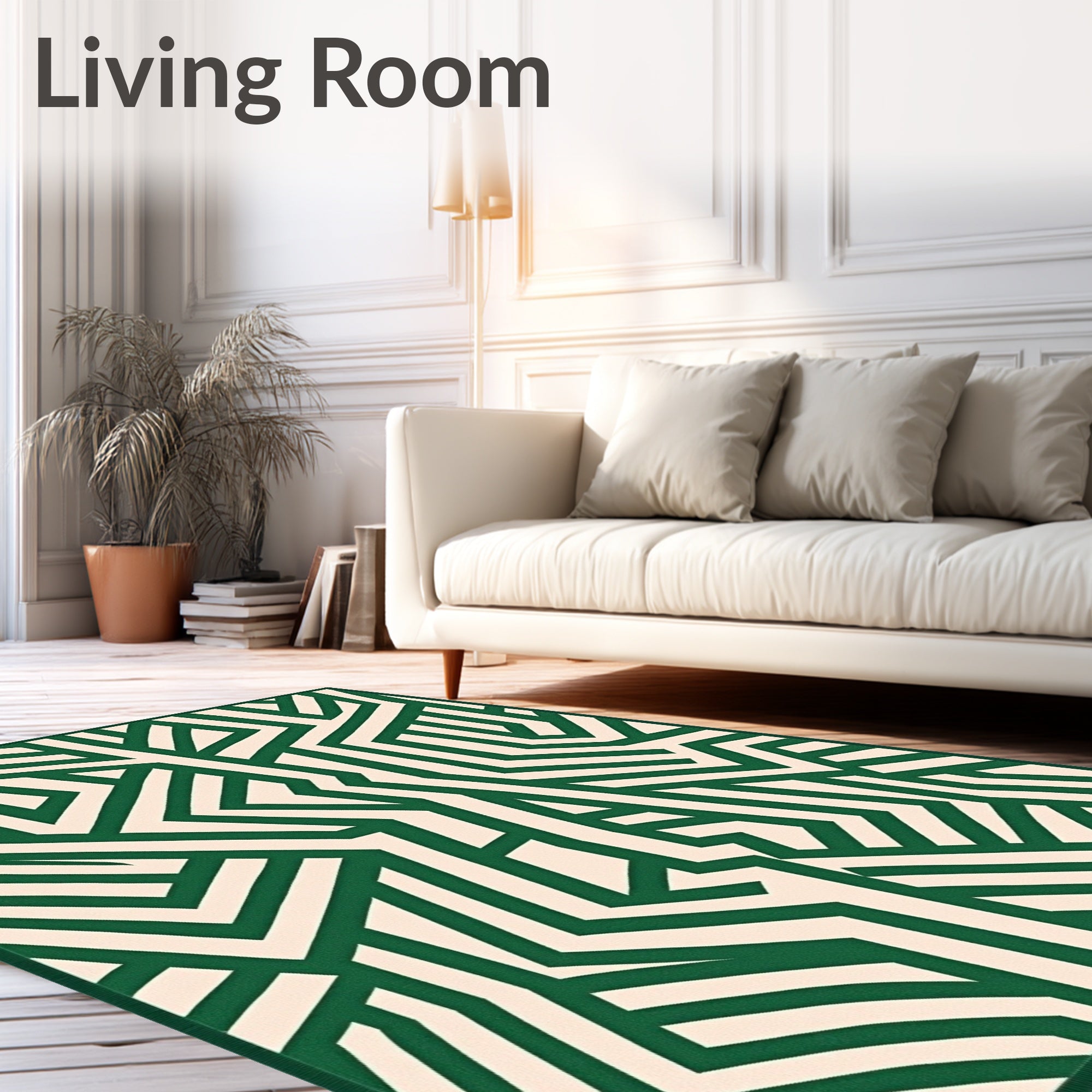 Bold Emerald Abstract Geometric Rug