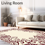 Crimson Vine Swirl Frame Rug