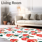 Red Mushroom Botanical Whimsical Fantasy Rug
