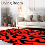 Bold Red Abstract Swirl Hash Rug