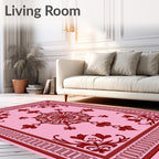 Crimson Floral Medallion Pink Rug